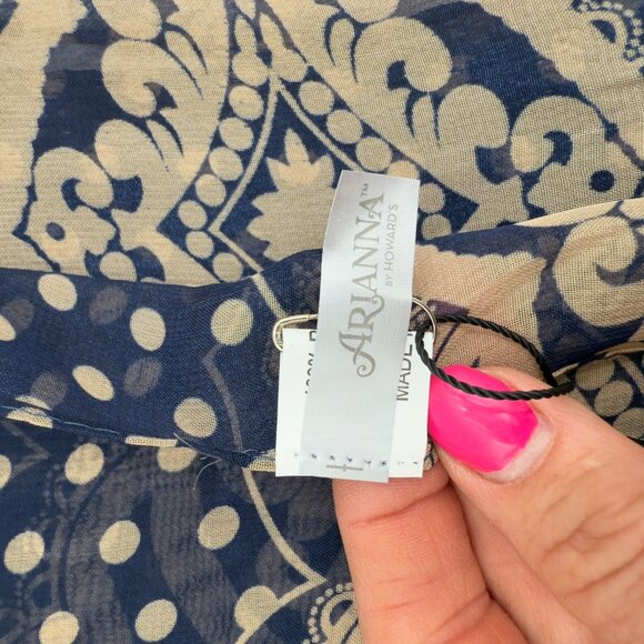 NWT Arianna by Howards Women’s Scarf Sheer Blue/Tan Lightweight Trending - Picture 3 of 6